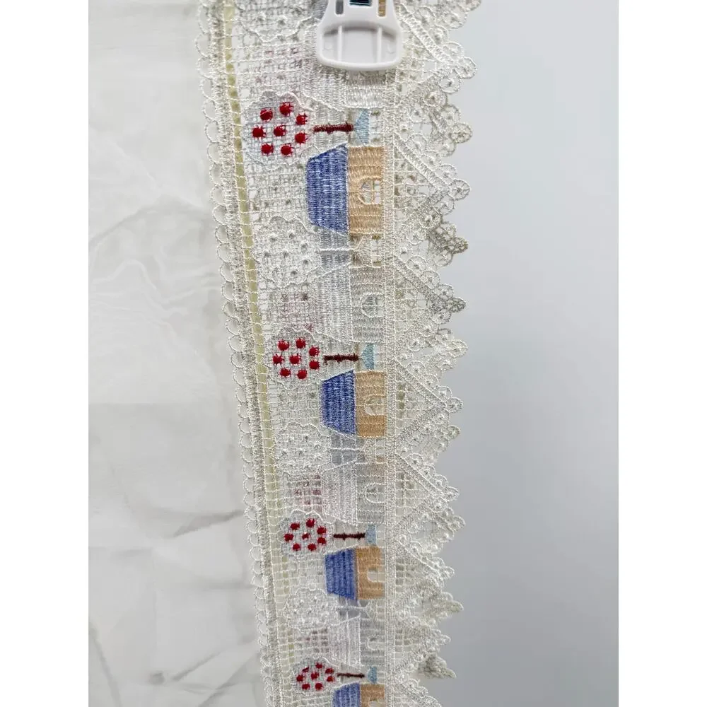 Cottage Village Lace Sheer Rod Pocket Valance Beige House Cream 60x14
